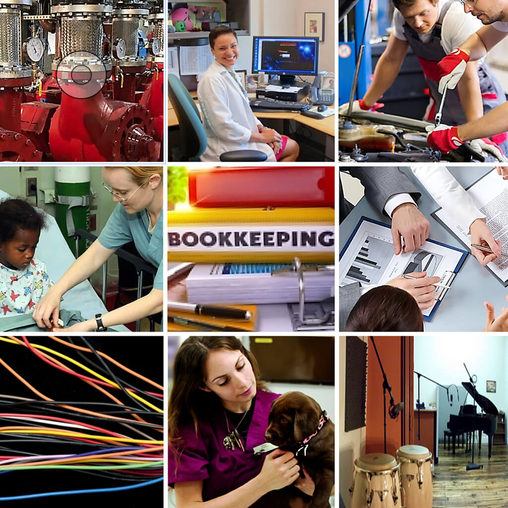 A montage of some of Workforce Development course offerings.