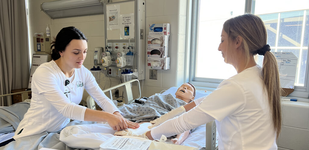 Students in the MCC Nursing Program learn in a high-tech lab setting.