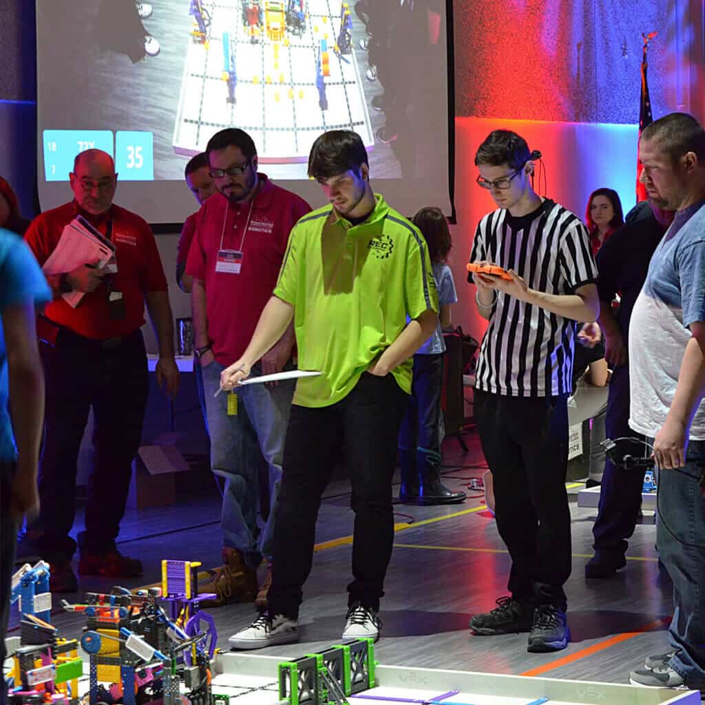 Students compete in VEX Robotics Statewide Championships held at MCC Campus.